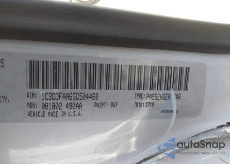 2016 Dodge Dart Se из США, поврежденный, VIN 1C3CDFAA6GD504460